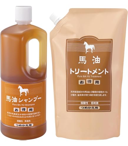 Amazon | アズマ商事 馬油トリートメント と 馬油シャンプー の詰替え